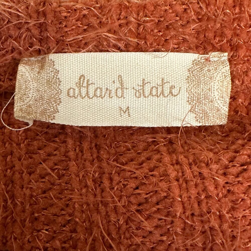 Altar'd State Orange Sweater Bubble Sleeve Soft Fuzzy Size M - Picture 3 of 9